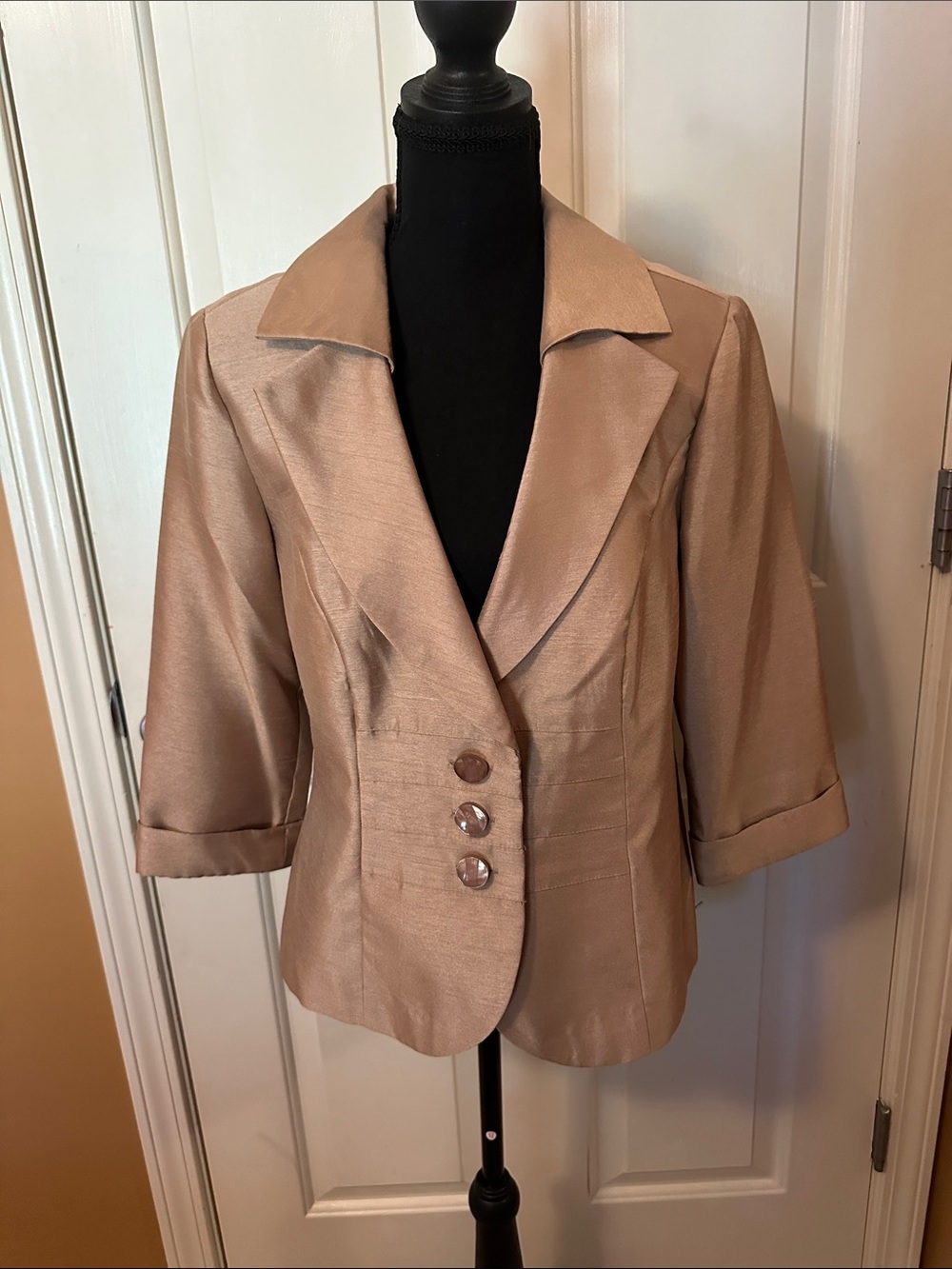 Dana Kay Champagne Satin Blazer Jacket